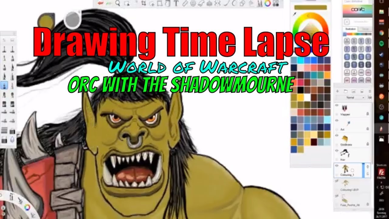 Drawing Time Lapse Orc With The Shadowmourne Wow World Of Warcraft