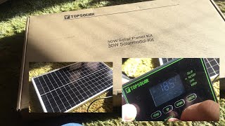 Topsolar Solar Panel Kit 30W 12V Monocrystalline with 10A Solar Charge Controller unboxing