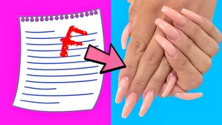 HOW TO MAKE FAKE NAILS FROM PAPER at home- STRONG METHOD - 5 Minute Crafts