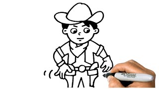 How to DRAW COWBOY EASY Step by Step