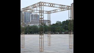 10*10FT Heavy Duty Gold Plated 4 Poles Stable Square Screen Stand #weddingbackdrop #wedding