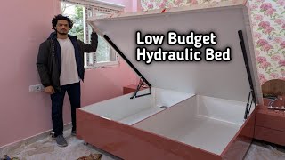 100% Pine Wood Low Budget Hydraulic Bed With Two Side Table