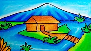 How To Draw House Scenery Drawing |Drawing House Easy Scenery