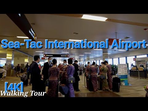 Walking Tour Inside Sea-Tac International Airport In Seattle Of Busy ...