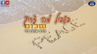 בשביל מה צריך שלום - שיעור 16 - הרב אהרן לוי