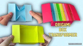 Origami Box Transformer//Back To School Paper Craft and Desk Organizer//DIY Organizer Box 📤📤