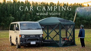 [Car Camping] Warming Up with a Wood Stove on a Lonely Night | Solo Camping | Cozy Camping | ASMR