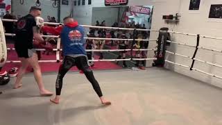 Gasan Gindra with some amazing kickboxing footwork. Training at Barnet Combat Academy