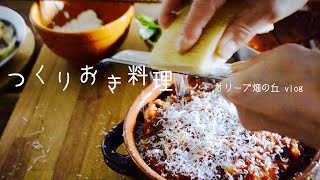 料理vlog｜作りおき料理ナスのパルミジャーナ｜畑仕事 葦を取りに行く｜手抜き料理 冷凍あさりでパスタ|イタリア暮らし