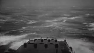 Typhoon Hits US Navy 3rd Fleet Ships at Sea Big Storm Giant Waves Extreme Damage WW2 Footage