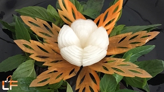 Art In White Radish Carving Garnish - Radish Flower Carving Design