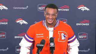 #BroncosCountry LIVE CB Pat Surtain II meets the media after #LVvsDEN