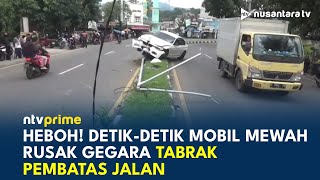 Merugi! Mobil Mewah Tabrak Pembatas Jalan, Bagian Depan Ringsek Parah | NTV PRIME