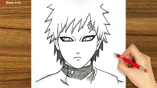 Easy Anime Drawing || How to Draw Gaara from Naruto step-by-step || Easy Drawing for Beginners