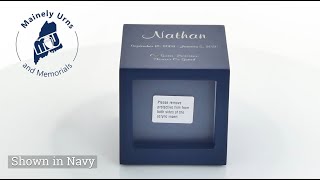 Large Navy Photo Cube Pet Cremation Urn