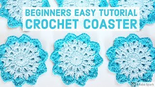 HOW TO CROCHET A SUPER EASY CROCHET COASTER WITH COLOR CHANGE BY RADCROCHET