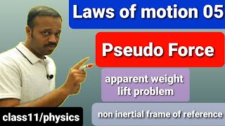 Laws of motion 05: Pseudo Force (best problems) lift apparent weight non inertial frame of reference