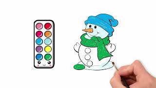 ⛄How To Draw A Snowman | Step by step drawing & coloring | Super Easy Drawing