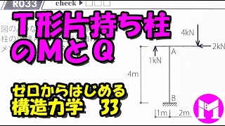 33　Ｔ形片持ち柱のＭとＱ【構力マラソン】ゼロからはじめる構造力学