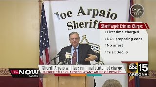 Sheriff Joe Arpaio to face criminal charge