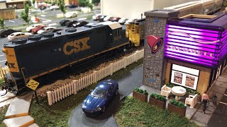 Modern HO Scale Model Train Layout!! | CSX GP40-2 switching cars on a modern layout