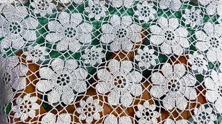 Lace Crochet For Beginners 🧶  Lace Flower Crochet Motif, Tutorial Crochet Motif For Crochet Dress