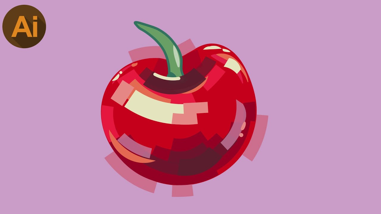 Paint Style Cherry In Illustrator Fruit Vector Speed Art Youtube