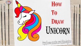 How to draw unicorn face | Drawing unicorn face easy | Unicorn coloring pages