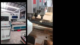 数控开料机，木工下料机的工作现场。Work site of CNC cutting machine and woodworking blanking machine