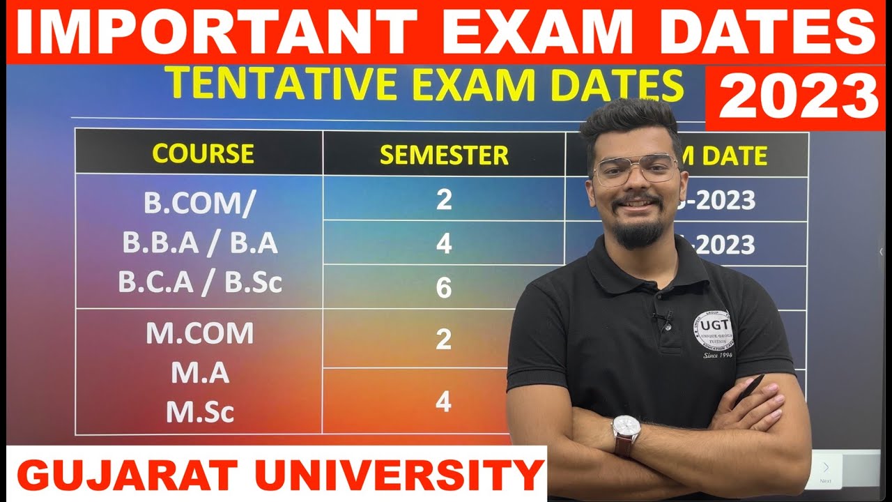 Important Exam Dates 2023 | GUJARAT UNIVERSITY | BCOM | BBA | BCA | BA ...