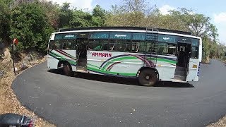 Sirumalai Hills : Private Bus And Bike Turning 4/18 Hairpin Bend Hills Road Dindigul