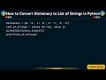 How to Convert Dictionary to List of Strings in Python