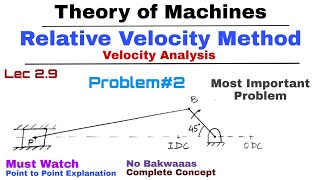 2.9. Relative Velocity Method | Problem#2 | Complete Concept | Velocity Analysis | KOM | TOM