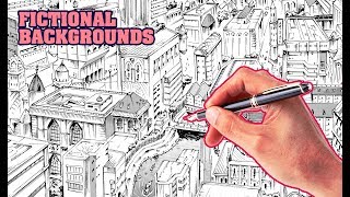 How to Draw Backgrounds FROM SCRATCH | Fictional Cityscape