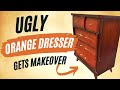 UGLY Dresser gets MAKEOVER! 😱 Can I TRANSFORM this mid century furniture?