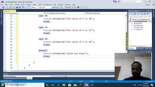 Switch statement with integer data type console application C#