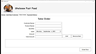 Fast Food Application Take Order and Payment History part 2