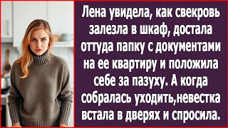 Лена заметила, как свекровь залезла в шкаф и достала оттуда папку с документами на ее квартиру.