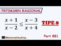 Pertidaksamaan Rasional (x+1)/(x-2) Kurang dari Sama dengan (x-3)/(x+4) (Tipe 8)