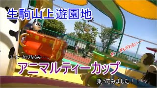 生駒山上遊園地のコーヒーカップならぬ、アニマルティーカップに乗ってみました！！僕たちはゾウさんのティカップに座りました！！2020/6/7