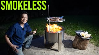 Smokeless Fire Pit! Cooking with Breeo Y Series, Stainless Steel, Portable, Collapsible Legs