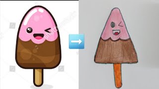 How To Draw Cute Ice cream | Cute cartoon food drawing | Kawaii ice cream |KZ Legend Drawings