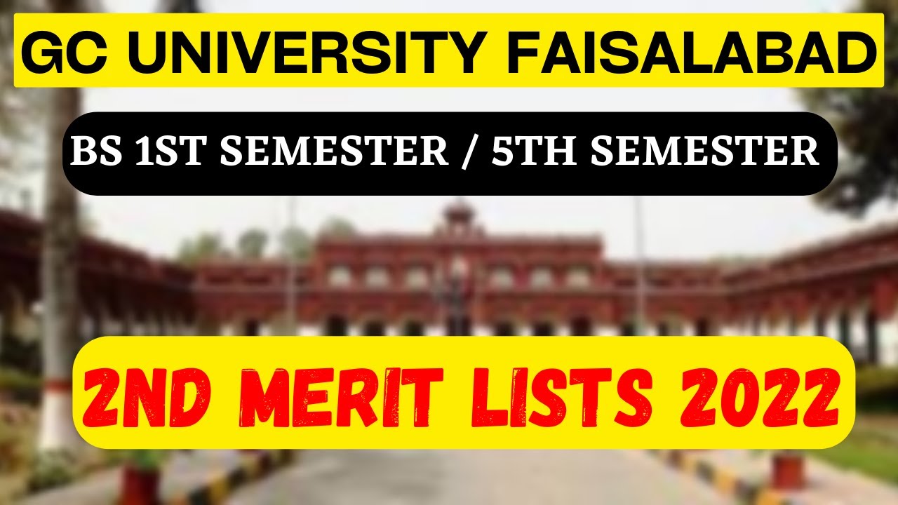 GCUF 2nd Merit Lists BS 1st & BS 5th Semester | GCUf 2nd Merit List ...