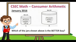 CXC Past Paper Math Questions - Consumer Arithmetic (Part 1 of 3)