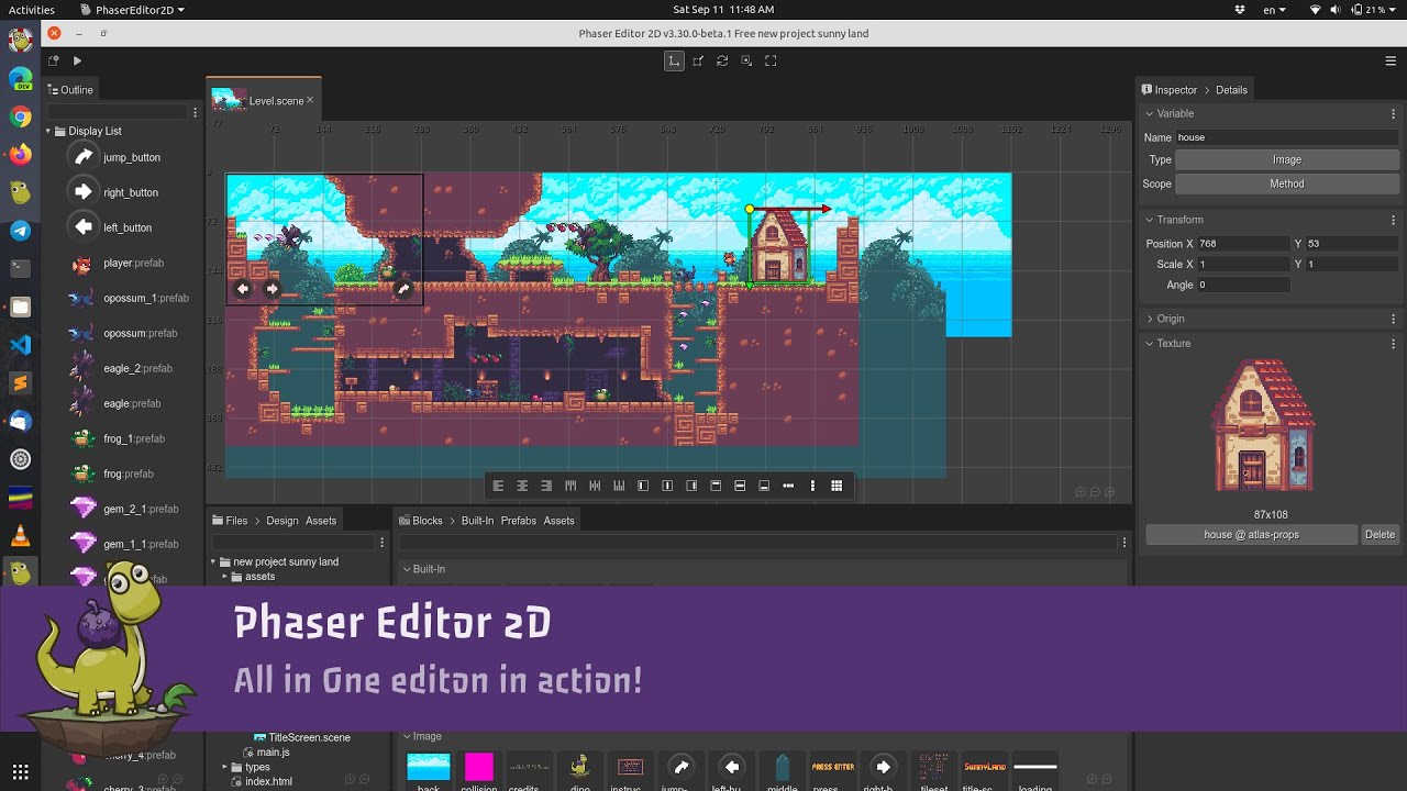 V3 2021 Phaser Editor 2d All In One Edition In Action Youtube