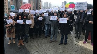 Ataşehir'de velilerden yağmur altında özel okul protestosu
