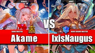 GBVSR ▰ Akame (Vikala) VS IxisNaugus (Zooey) | High Level Gameplay