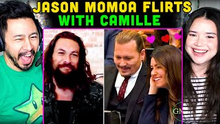 Jason Momoa Flirts w/ Camille Vasquez REACTION! | GeoM Films