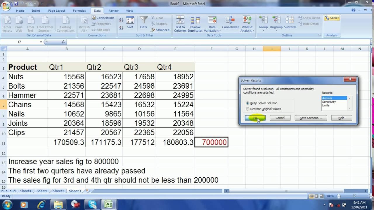Using Solver In Excel 2016