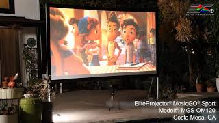 EliteProjector MosicGO® Sport with ​Yard Master 2 WraithVeil® Dual​ Outdoor Screen